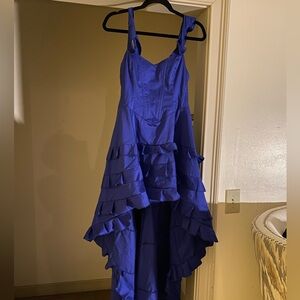 Elegant Blue Ruffled Women's Dress